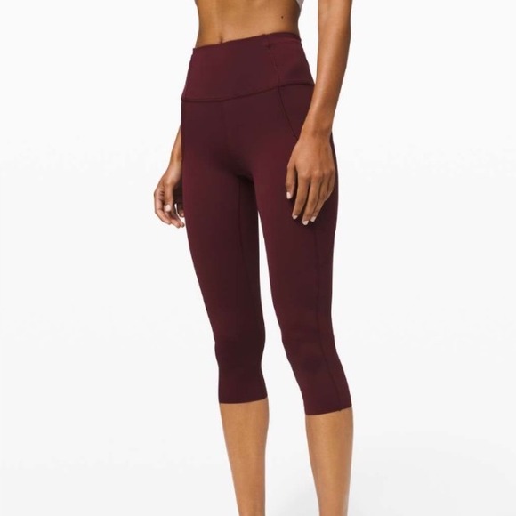 Lululemon Fast and Free High-Rise Crop II *Non-Reflective Nulux – Garnet, Size 4 - Picture 1 of 9